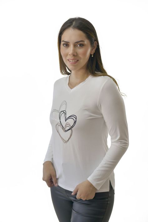 Polera Corazones Crudo Alexandra Cid-1