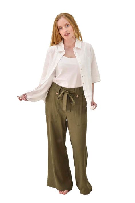 Pantalon Cinturon Olivo Alexandra Cid-0