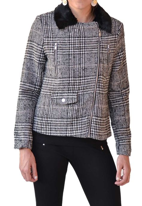 Chaqueta Cuello Piel Gris Alexandra Cid-1