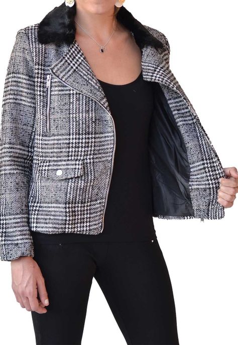 Chaqueta Cuello Piel Gris Alexandra Cid-2