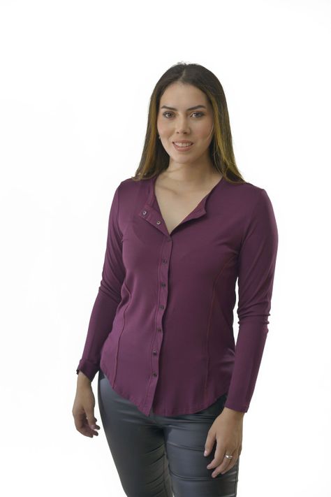 Polera Broches Burgundy Alexandra Cid-0