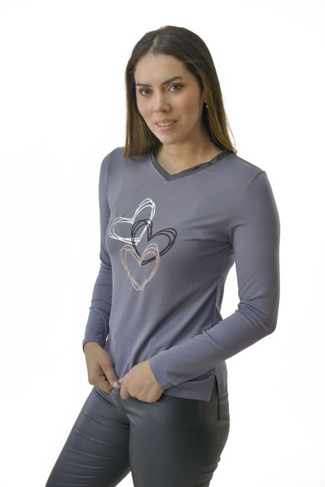 Polera Corazones Gris Alexandra Cid-1