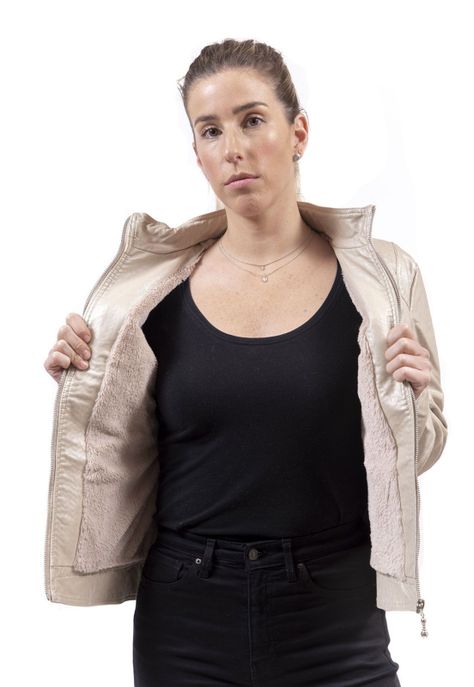 Chaqueta Ecocuero spinapez style Beige Alexandra Cid-1
