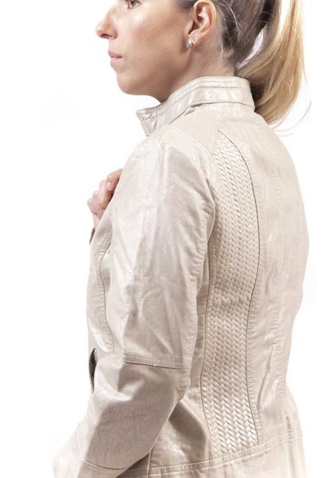 Chaqueta Ecocuero spinapez style Beige Alexandra Cid-3