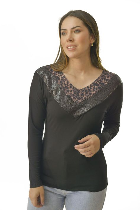 Polera animal lentejuelas Alexandra Cid-0