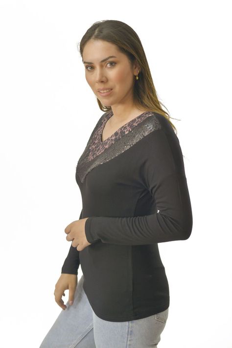 Polera animal lentejuelas Alexandra Cid-1