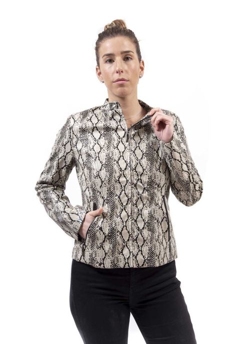 Chaqueta Eco-Piton Beige Alexandra Cid-0