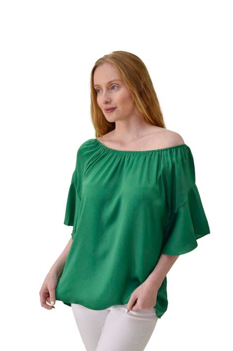Blusa cuello elasticado verde Alexandra Cid-0