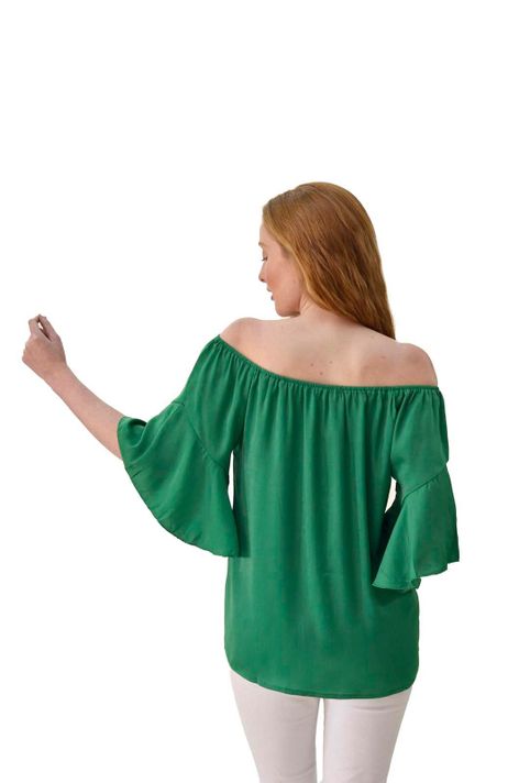 Blusa cuello elasticado verde Alexandra Cid-1
