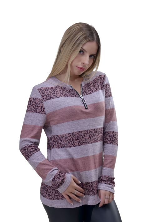 Polera Listada Animal Rosado Alexandra Cid-1