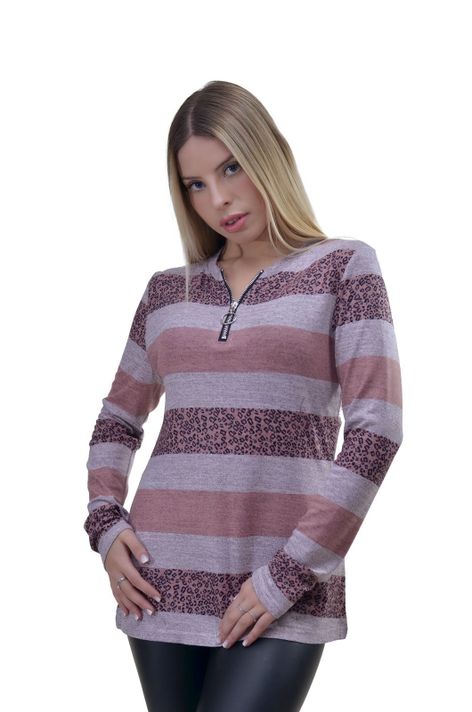 Polera Listada Animal Rosado Alexandra Cid-0