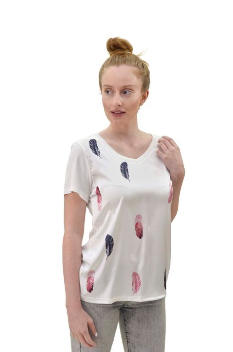 Polera plumas crudo Alexandra Cid-1