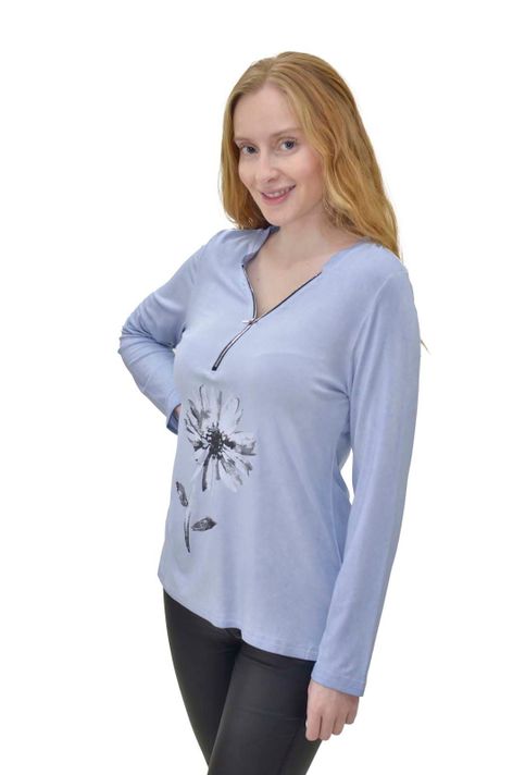 Polera Manga Larga azul Alexandra Cid-1