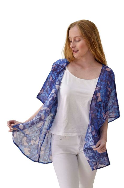 Blusa tapado chifon azul Alexandra Cid-0