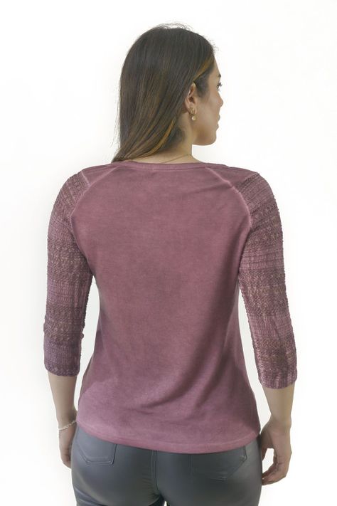 Polera manga 3/4 macrame burgundy Alexandra Cid-2