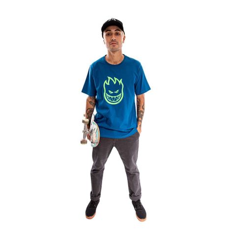 Polera Manga Corta Bighead Hombre Azul 2023 Spitfire-4
