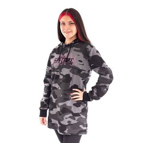 Polerón Hoodie Long Fit Mujer Unisex Spitfire Gris-0