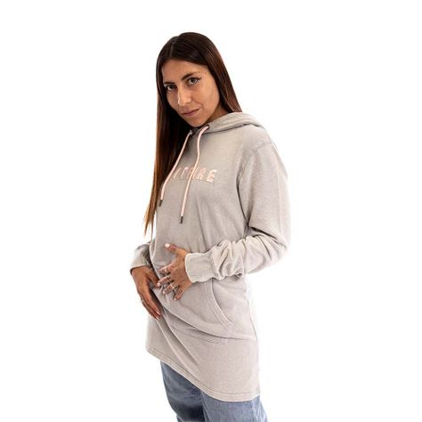 Polerón Hoodie Long Fit Mujer Spitfire Beige-0
