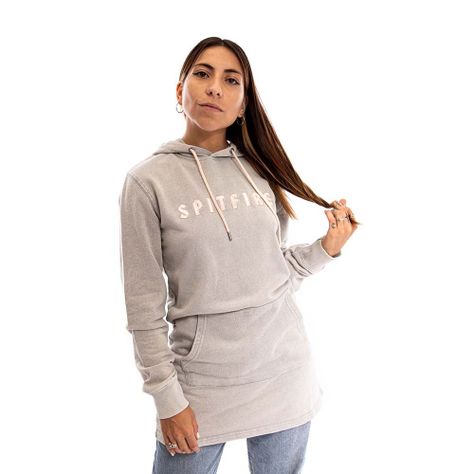 Polerón Hoodie Long Fit Mujer Spitfire Beige-1