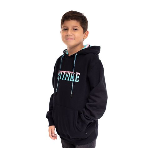 Polerón Con Capucha Niño Spitfire Negro-1