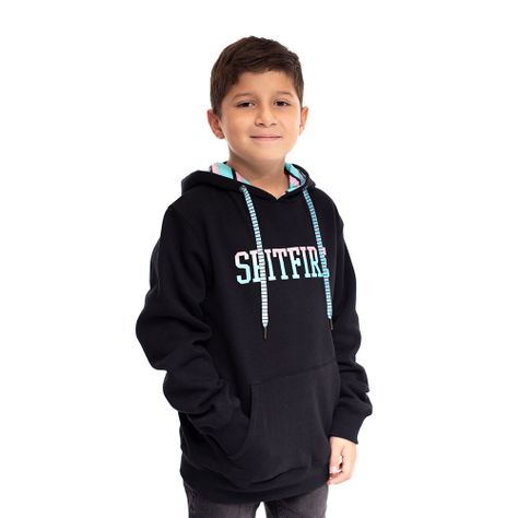 Polerón Con Capucha Niño Spitfire Negro-2