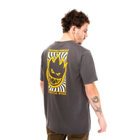 Polera Manga Corta Gris Oscuro Spitfire-3