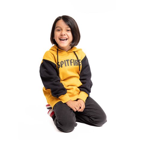 Polerón Hoodie Niño Spitfire Negro Amarillo-5