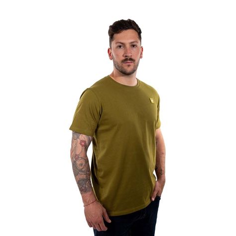 Polera Manga Corta Hombre Minilogo Verde Musgo Hang Loose-3