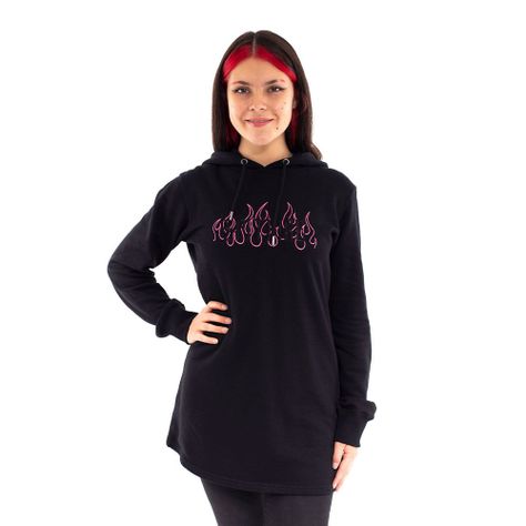 Polerón Hoodie Long Fit Mujer Unisex Spitfire Negro-1