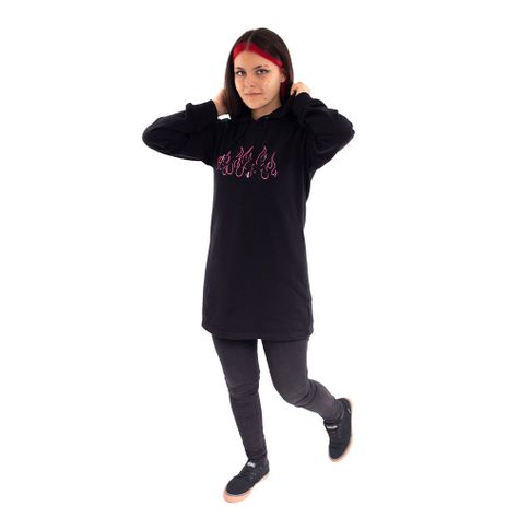 Polerón Hoodie Long Fit Mujer Unisex Spitfire Negro-5