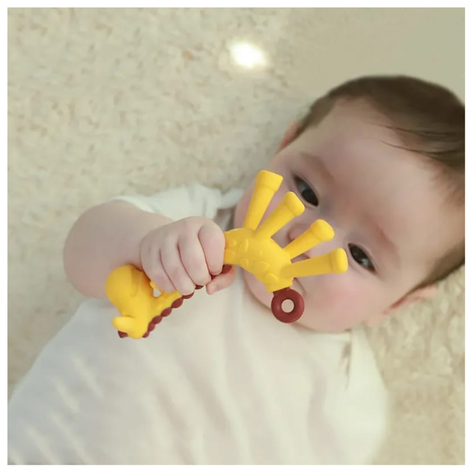 MORDEDOR DE SILICONA PARA BEBE JIRAFA ROSA-3