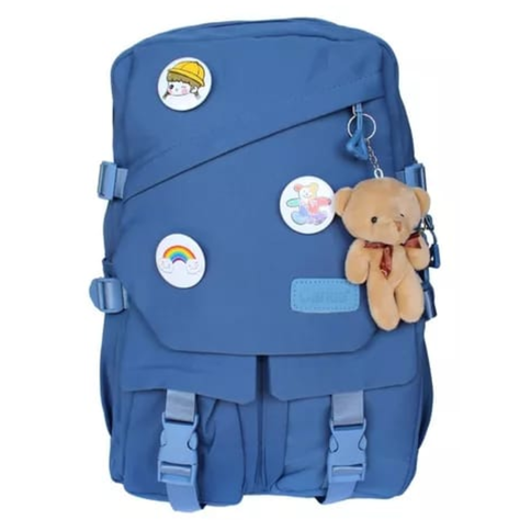 MOCHILA URBANA IMPERMEABLE CON INSIGNIAS AZUL-0