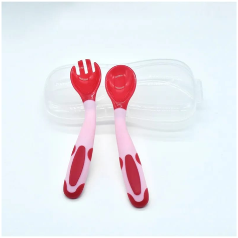 SET CUBIERTOS PARA BEBE FLEXIBLE ROJO-0
