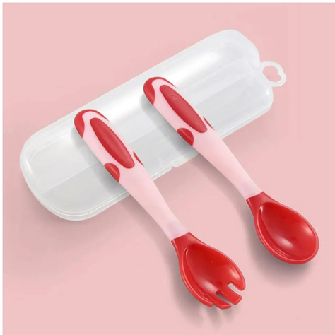 SET CUBIERTOS PARA BEBE FLEXIBLE ROJO-1