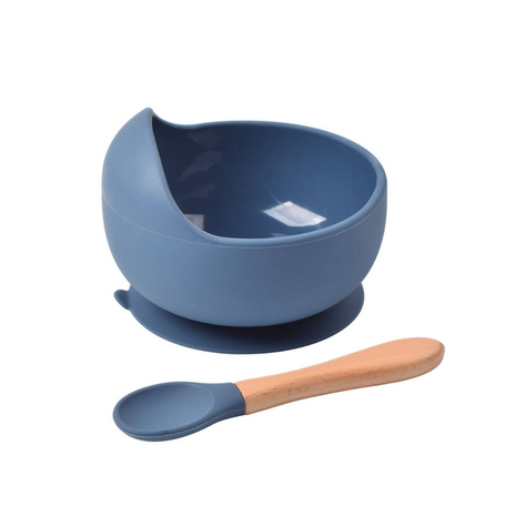 CUENCO DE SILICONA CON CUCHARA PARA BEBE AZUL-0