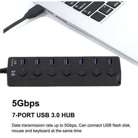 ADAPTADOR HUB MULTIPUERTOS USB 7 PUERTOS 3.0-3