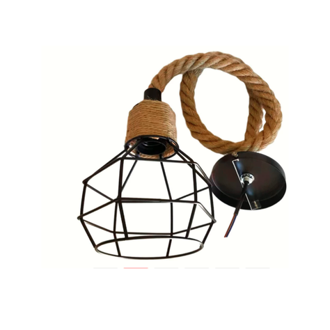LAMPARA  COLGANTE ESTILO INDUSTRIAL CON CAÑAMO DE 80CM-2