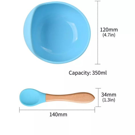 CUENCO DE SILICONA CON CUCHARA PARA BEBE CELESTE-2
