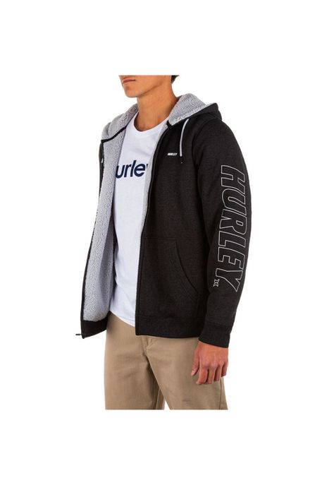 Poleron Zipper Fastlane Burrito Black Hurley-3