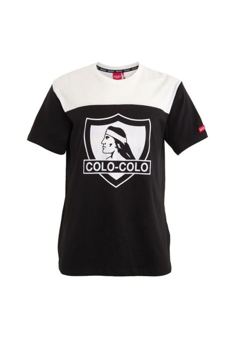 Polera Colo Colo Urbano Blanco y Negro Escudo Front-0