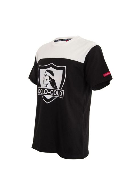 Polera Colo Colo Urbano Blanco y Negro Escudo Front-1