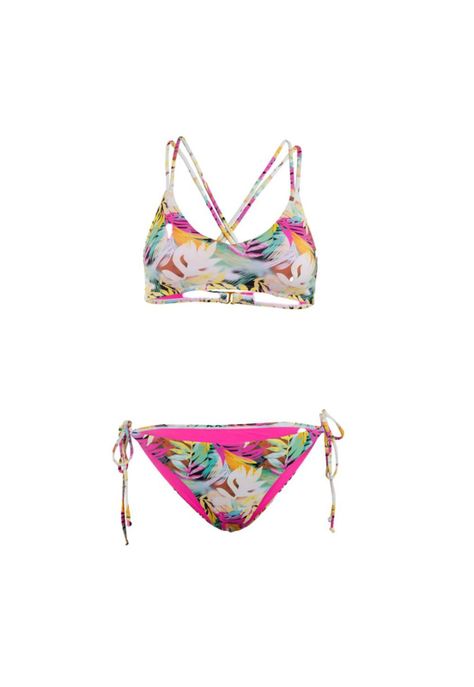 Bikini Straps White Leaves Multi-0