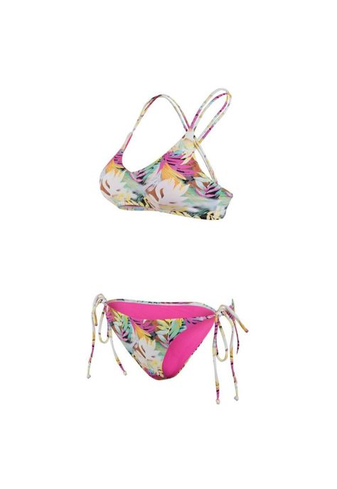 Bikini Straps White Leaves Multi-1