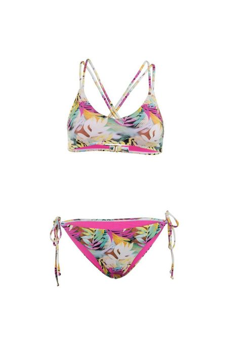 Bikini Straps White Leaves Multi-4
