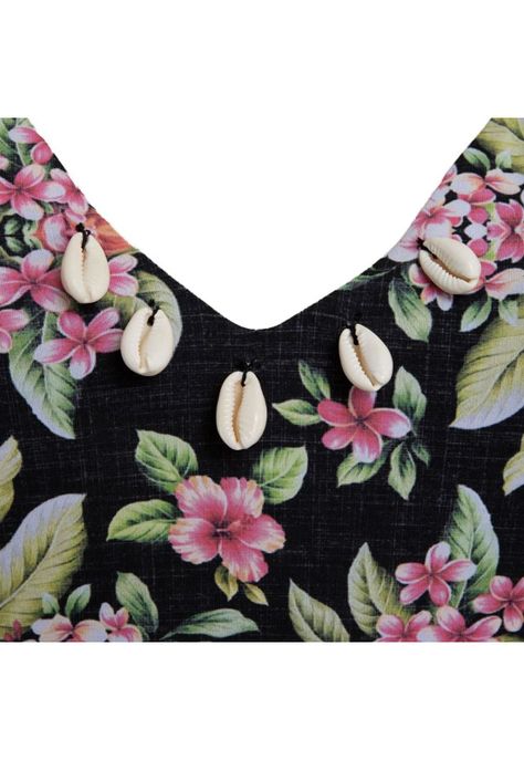 Traje de Baño Strap Ajustable Negro Floreado-3