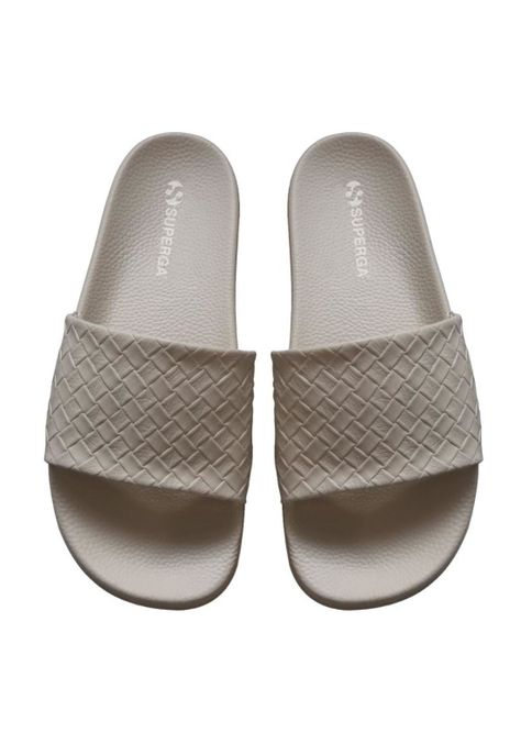 Sandalia 1908 Slides Woven Leather White Avorio Superga-0