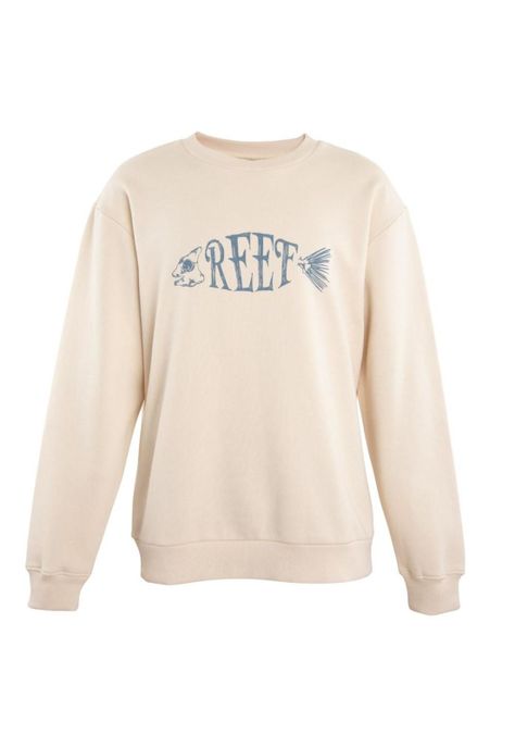 Poleron Men Crew Beige Skeleton Fish-0