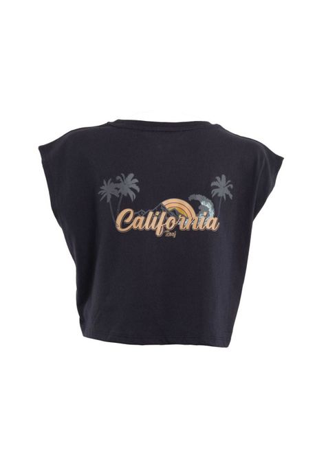 Polera Kids Crop Top Dark Grey Palm California-2
