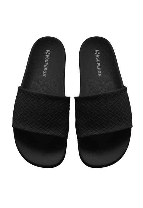 Sandalia 1908 Slides Woven Leather Black Superga-0