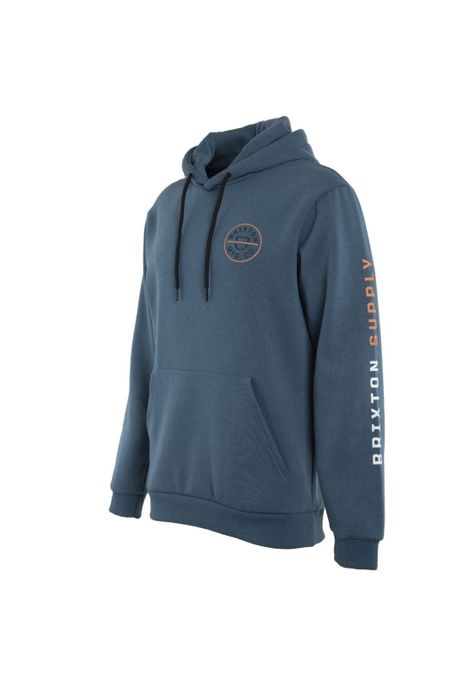 Poleron Men Hoodie Logo Petrol Blue Black Orange-1